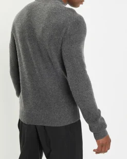 Pull en Laine & Coton à boutons gris