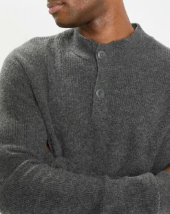 Pull en Laine & Coton à boutons gris