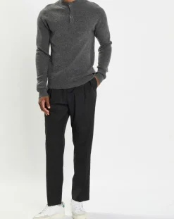 Pull en Laine & Coton à boutons gris