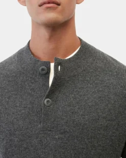 Pull en Laine & Coton à boutons gris