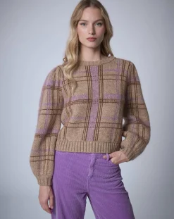 Pull en Laine & Mohair mélangés Maille Carreaux unique