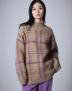 Pull en Laine & Mohair mélangés Oversize Maille Carreaux unique