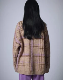 Pull en Laine & Mohair mélangés Oversize Maille Carreaux unique