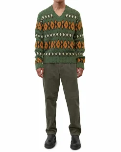 Pull en Laine, Alpaga & Mohair mélangés à motifs vert