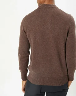 Pull en Laine d'Agneau mélangée col rond marron