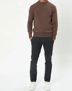 Pull en Laine d'Agneau mélangée col rond marron