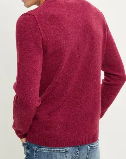 Pull en Laine mélangée chinée col rond bordeaux