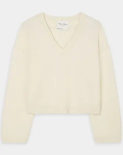 Pull en Laine mélangée col V écru