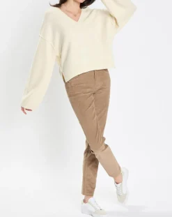 Pull en Laine mélangée col V écru