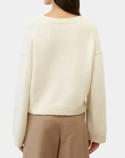 Pull en Laine mélangée col V écru