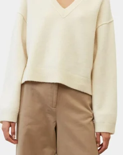 Pull en Laine mélangée col V écru