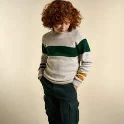 Pull en Laine mélangée Gimro rayé gris/bleu