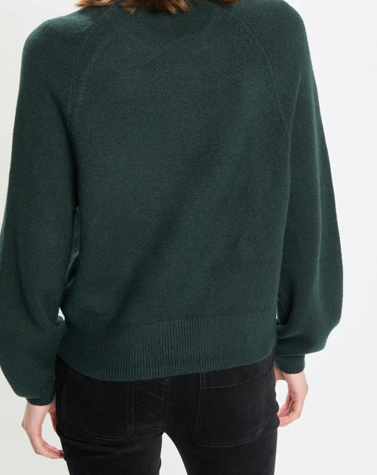 Pull en Laine mélangée manches raglans vert foncé