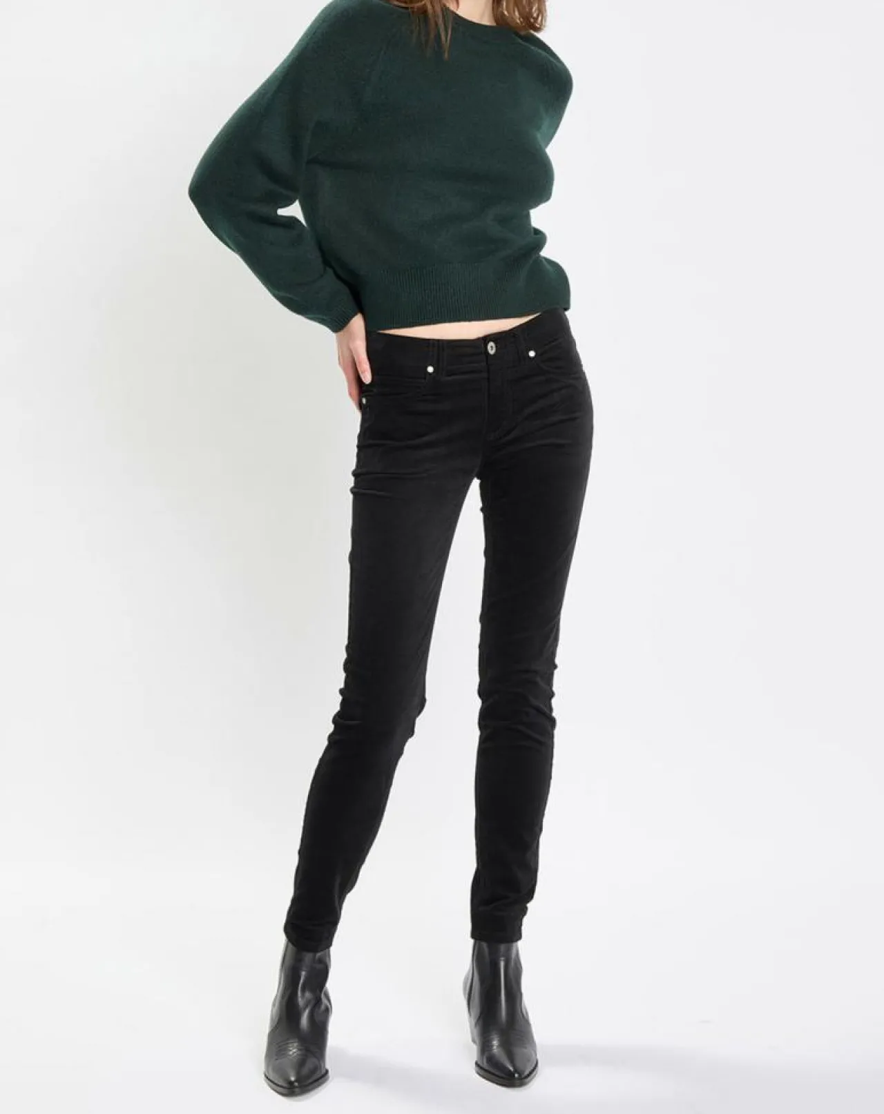 Pull en Laine mélangée manches raglans vert foncé