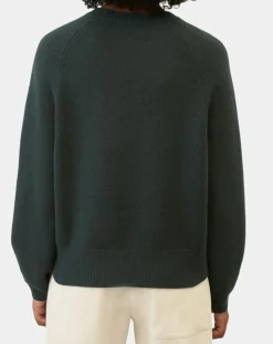 Pull en Laine mélangée manches raglans vert foncé