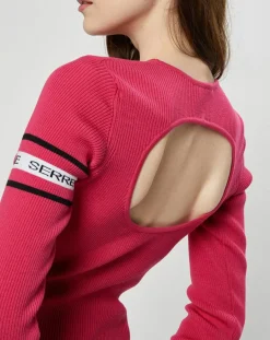 Pull en Laine mélangée Open-Back Ribbed rose fushia