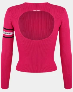 Pull en Laine mélangée Open-Back Ribbed rose fushia