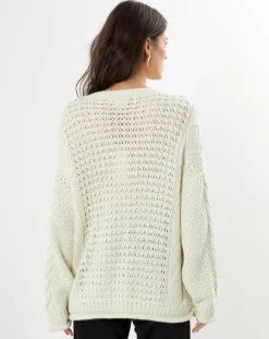 Pull en Laine mélangée Pain écru