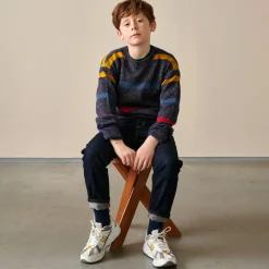 Pull en Laine Vierge mélangée Atham bleu marine