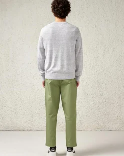 Pull en Lin & Laine vierge Nepro col rond chiné gris clair