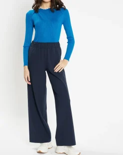 Pull en Maille côtelée col bateau Fya bleu moyen