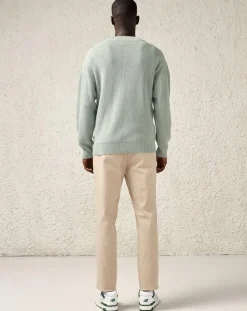 Pull en Maille côtelée mélangée Avar col rond vert de gris clair