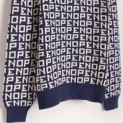 Pull en Maille de coton mélangé Gelop imprimé bleu foncé