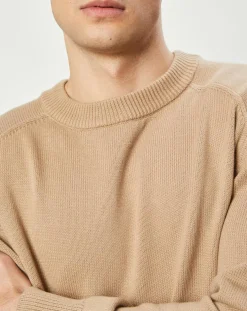 Pull en Maille de coton Rachi col rond camel