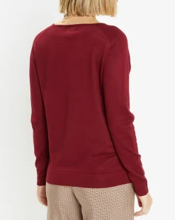 Pull en Maille fine col V Fya bordeaux