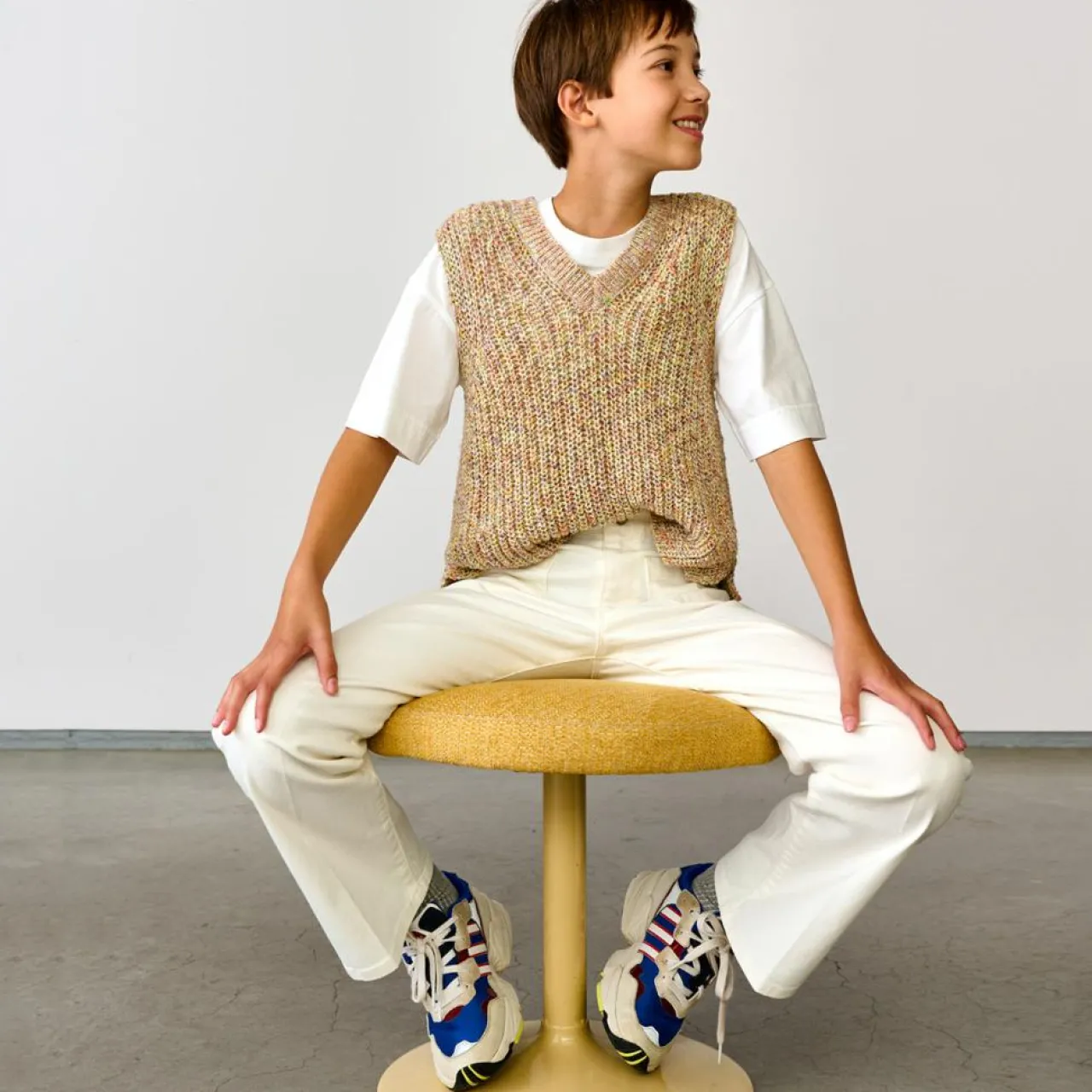 Pull en Maille épaisse de Coton mélangé Auales sans manches beige