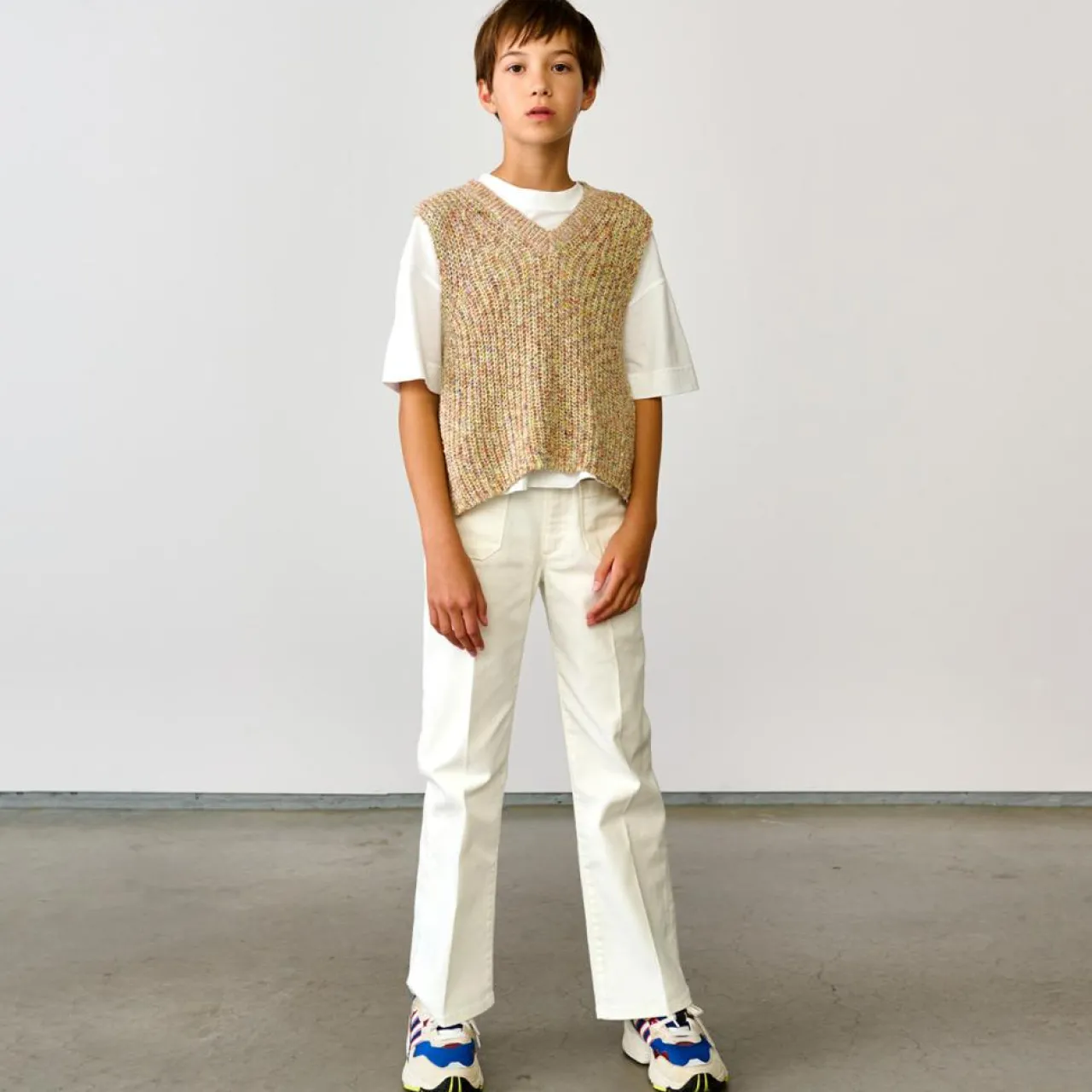 Pull en Maille épaisse de Coton mélangé Auales sans manches beige