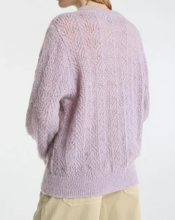 Pull en Maille pointelle mousseuse violet parme