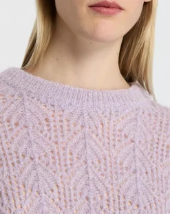 Pull en Maille pointelle mousseuse violet parme