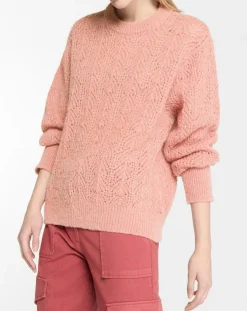 Pull en Maille pointelle mousseuse vieux rose