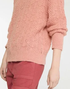 Pull en Maille pointelle mousseuse vieux rose