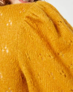 Pull en Mohair & Alpaga mélangés Chamallow ocre