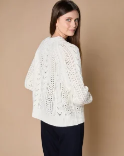 Pull en Mohair & Laine mélangés Paola col rond écru