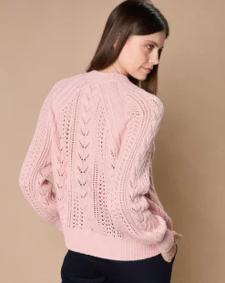 Pull en Mohair & Laine mélangés Paola col rond vieux rose