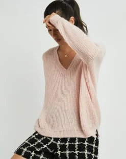 Pull en Mohair mélangé Anouk rose pâle