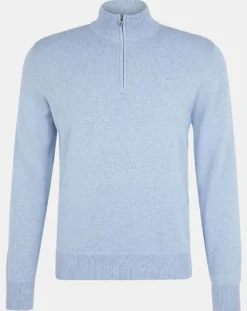 Pull en Soie mélangée col camionneur bleu ciel