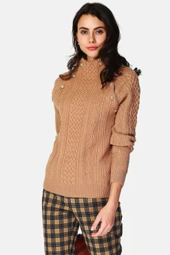 Pull Encolure montante camel foncé