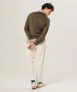 Pull Ernest 100% laine col V marron écorce