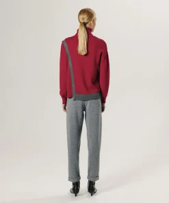 Pull Fleurette 100% laine bicolore boutons rouge