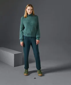 Pull Francesca col roulé vert de gris