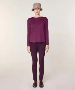 Pull Frieda 100% laine col rond violet cassis