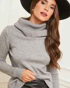 Pull Gabrielle Col roulé gris clair