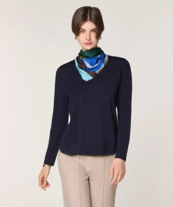 Pull Gertrude 100% laine col rond bleu marine