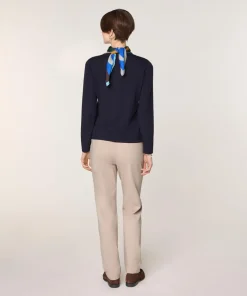 Pull Gertrude 100% laine col rond bleu marine