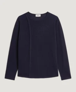 Pull Gertrude 100% laine col rond bleu marine