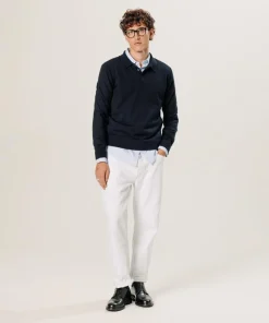 Pull Gilbert 100% laine col polo bleu nuit